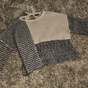 Blu Pepper Elegant Monochrome Patchwork Sweater
